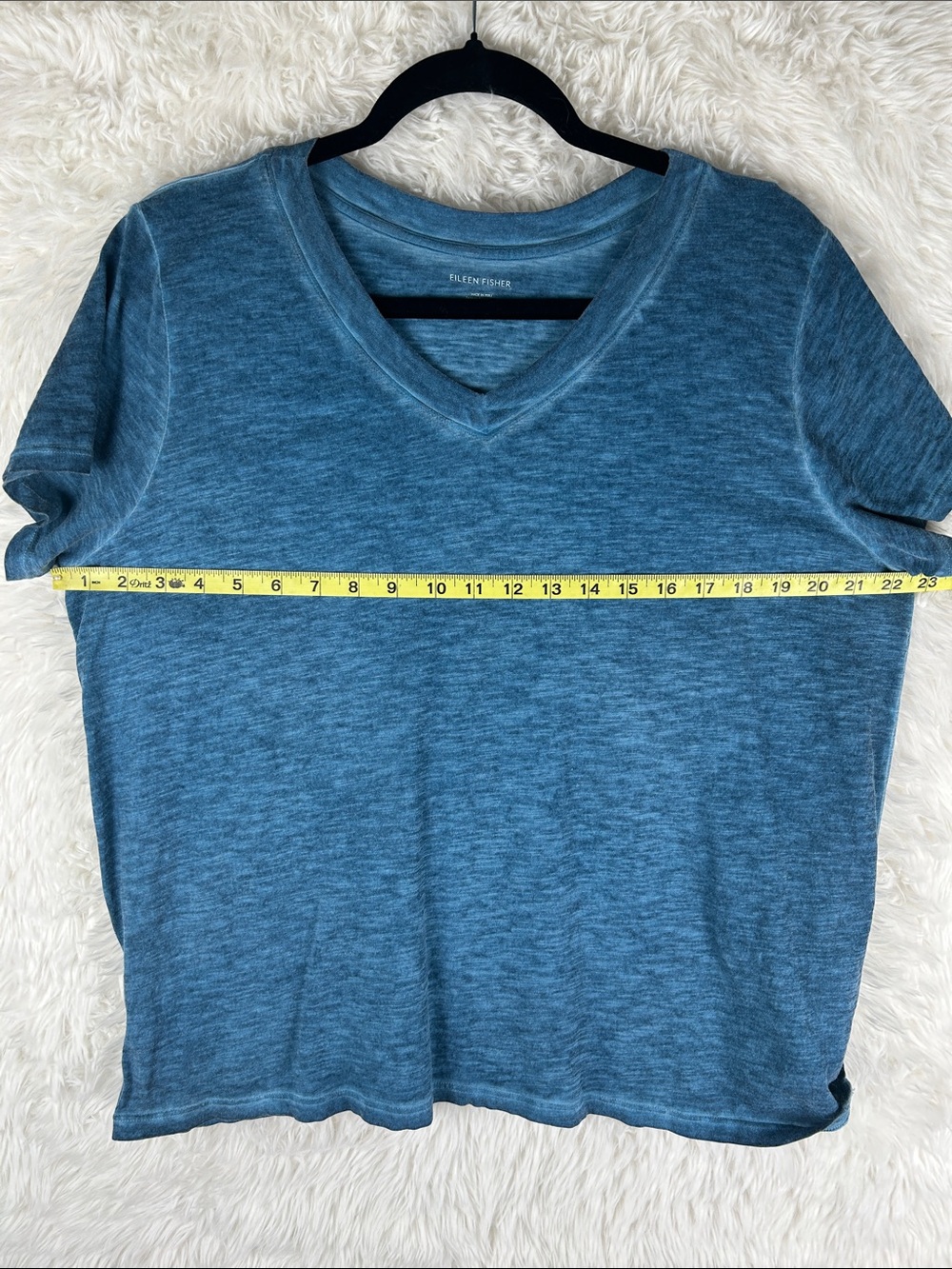 Eileen Fisher Teal V-Neck Short Sleeve Top - Picture 5 of 6
